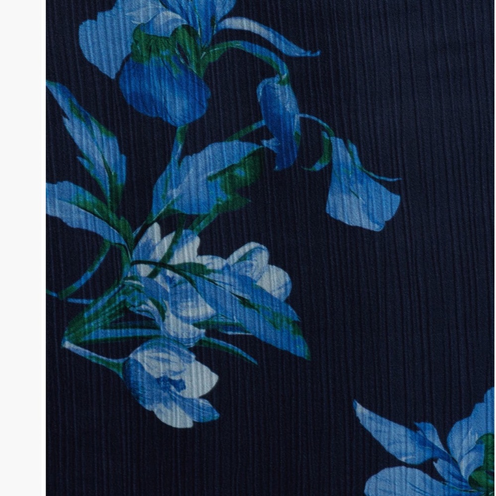 Sachin + Babi Kayla Crinkle Georgette One Shoulder Floral Gown in Blue EUC - Picture 7 of 14